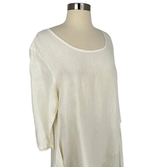 NWT Bryn Walker M Light Linen Naida Tunic Dress White 3/4 Sleeve Asymmetric - Picture 8 of 12